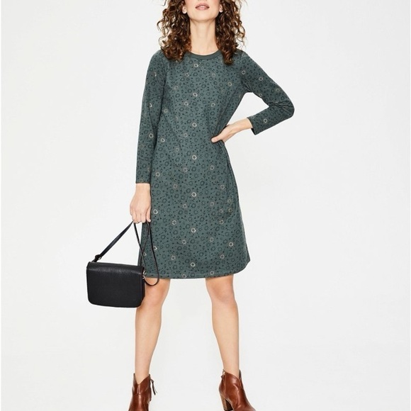 Boden Sweatshirt Dress in Charcoal Marl (Ripple Wave) size 14 - Picture 4 of 11